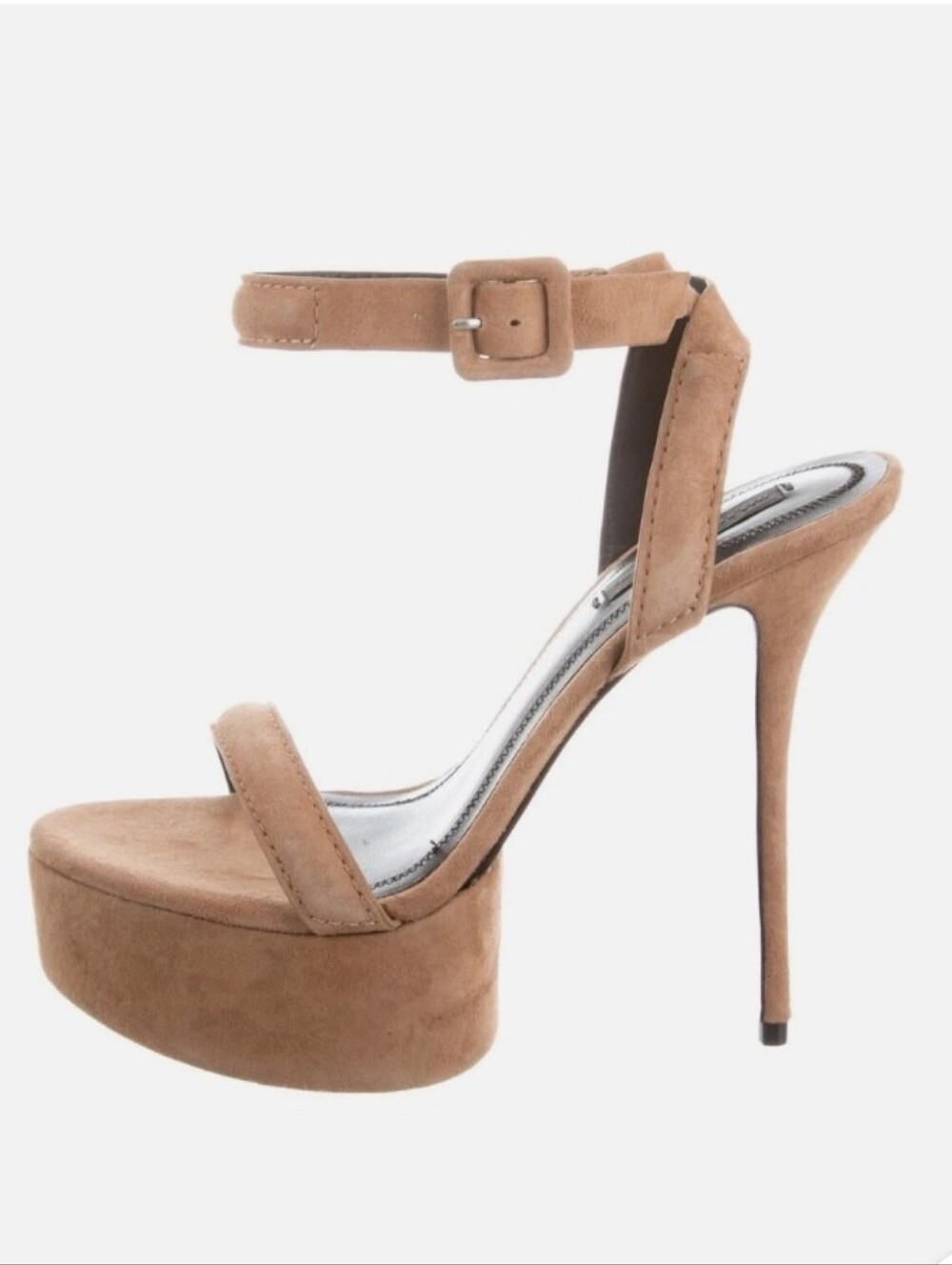 Alexander Wang Taupe Suede Platform Ankle-Strap Sandals